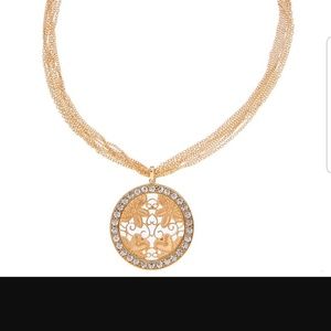 Gold plated layered chain necklace with